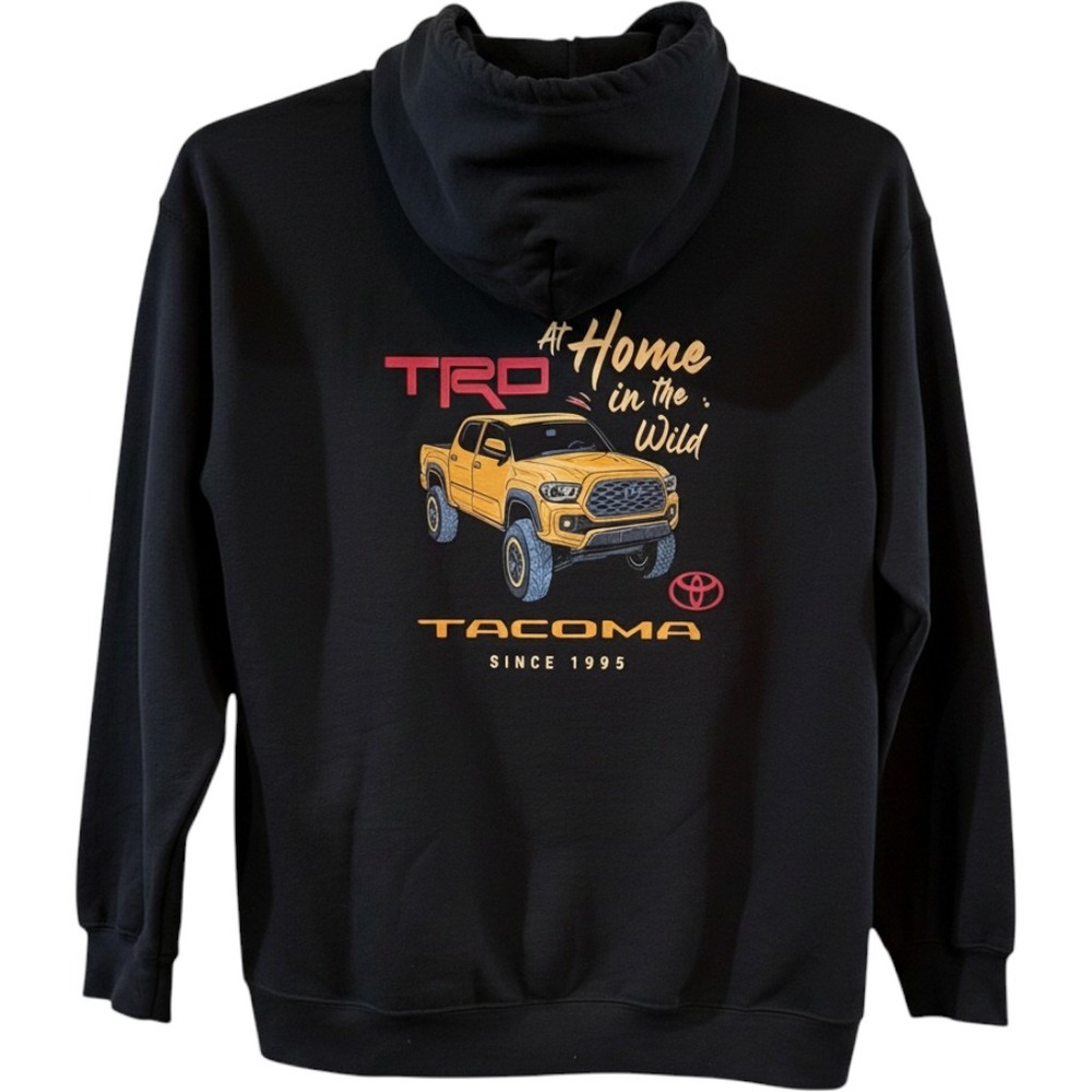Licensed Toyota TRD Tacoma Hoodie Large Zip Front Black Graphic Mens NWOT L